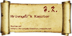 Hrivnyák Kasztor névjegykártya